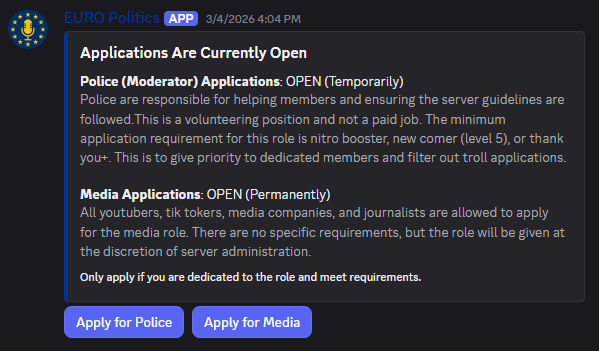 Role applications